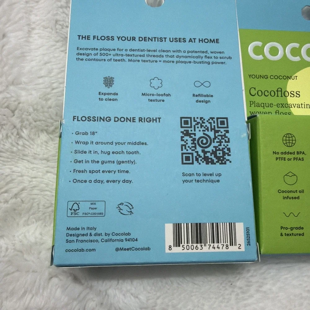 Lot Of 2 Cocolab Young Coconut Woven Dental Floss, Textured & Pro-Grade